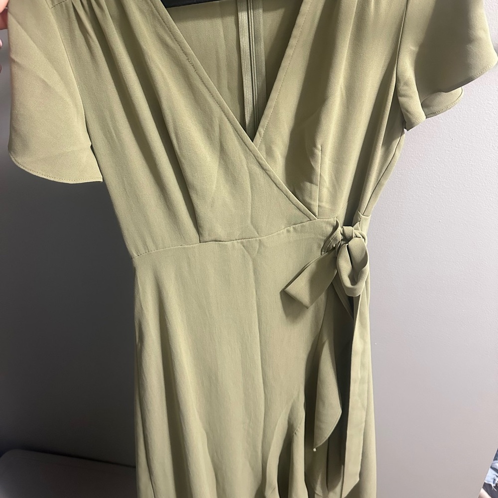 Olive Green Wrap Dress
